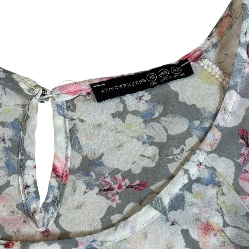 atmosphere UK 16 EU 44 Gray Floral Blouse - Picture 2 of 3